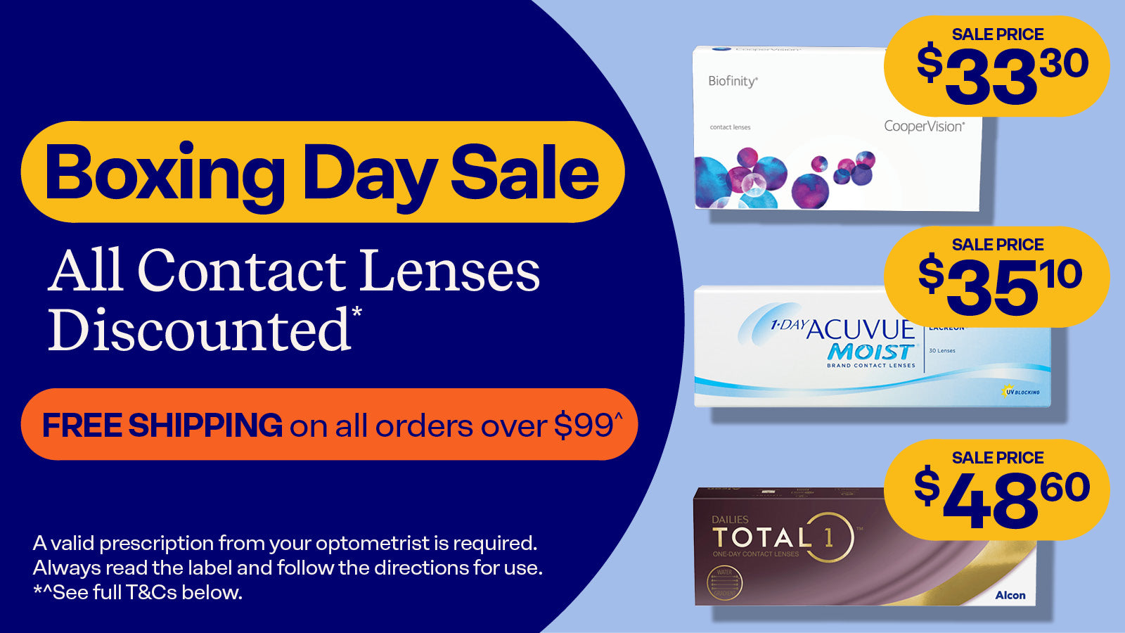 Contact Lens Boxing Day Sale. All Lenses Discounted