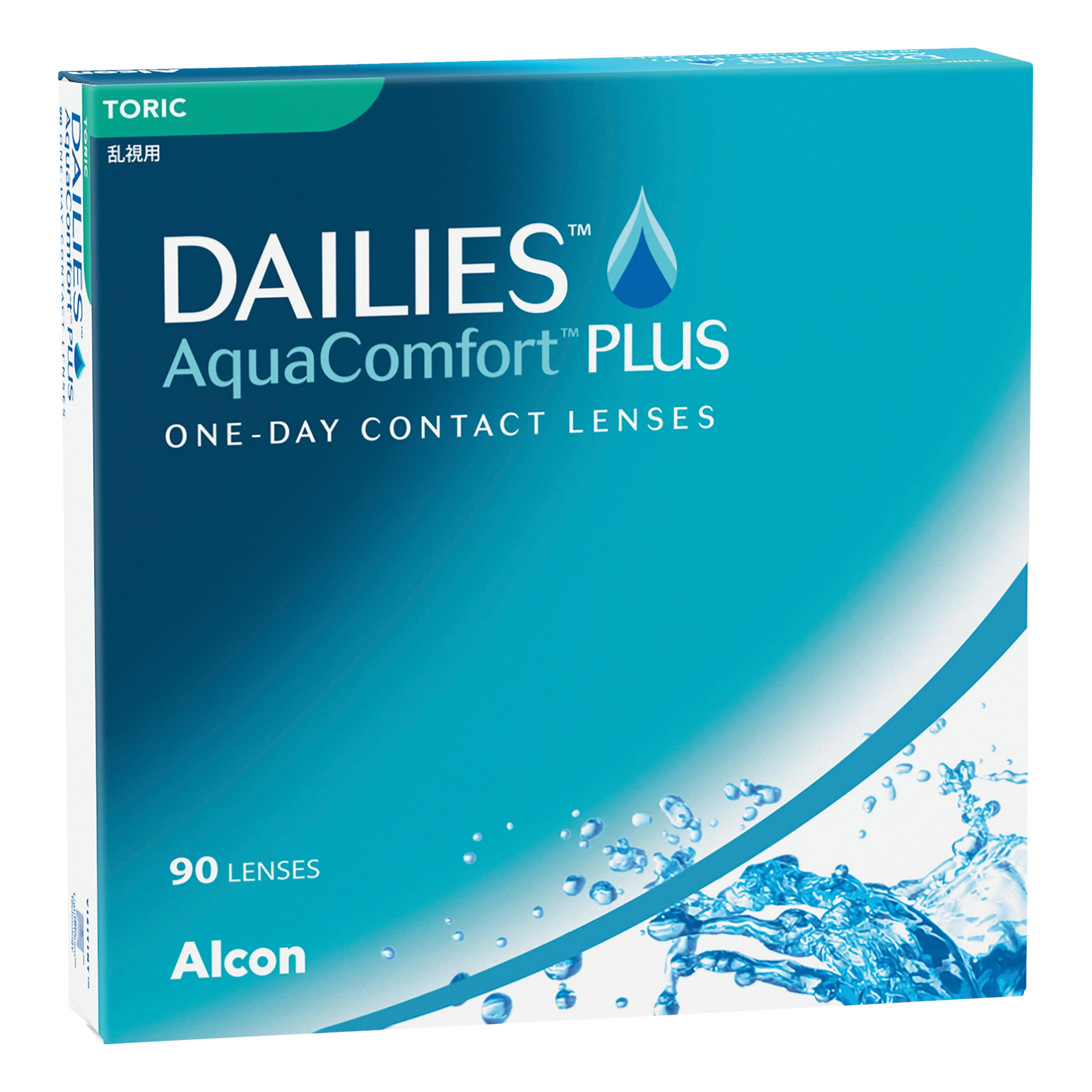 Box of Dailies Aqua Comfort Plus Toric contact lenses 90 pack