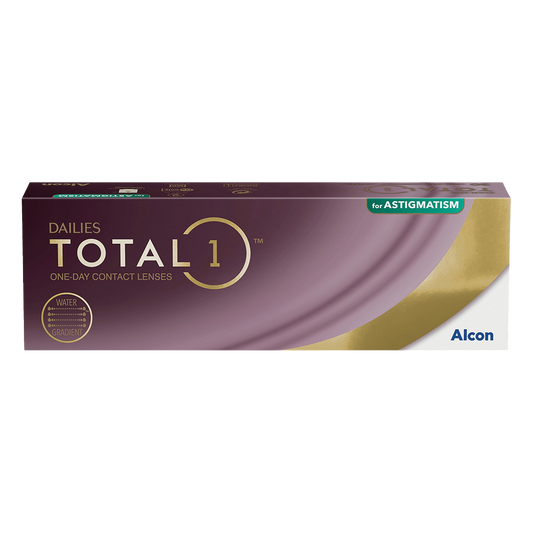 Box of Dailies Total 1 contact lenses for astigmatism 30 pack