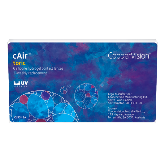 Box of Coopervision cAir Toric contact lenses 6 pack