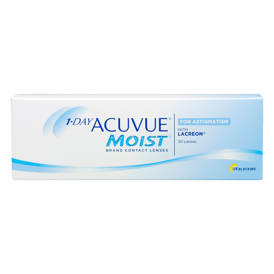 Box of J&J Acuvue Moist for Astigmatism contact lenses