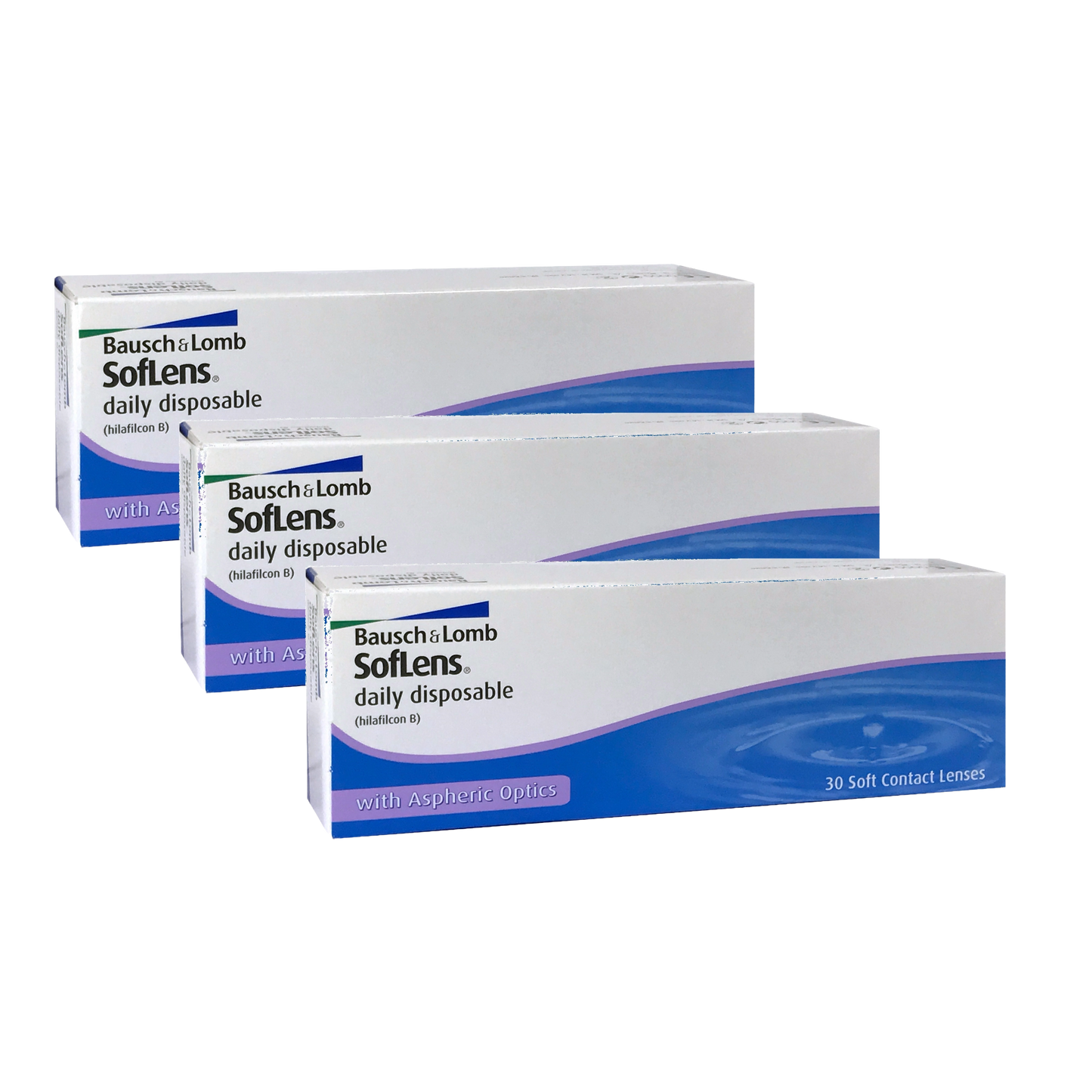 3 Boxes of Bausch & Lomb SofLens daily contact lenses